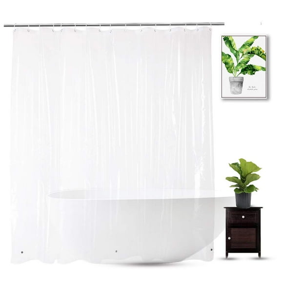 Doublure de Rideau de Douche Extra Large 96x72, Doublure de Douche en Vinyle Transparent pour Salle de Bain, 96 x 72 Pouces