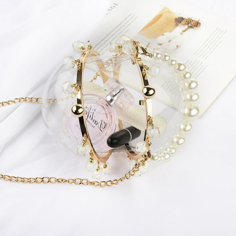 Acrylic Pearl Strap Transparent Clutch Bags Small Clear Purse