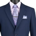 thumbnail image 2 of LUCCI Men's Navy Blue 2-Button Classic-Fit Poplin Polyester Suit - NEW - 50R (Big & Tall), 2 of 3