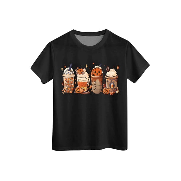 NIEWTR Halloween Shirts for Kids Toddler Pumpkin Face Ghost Dino Cotton Halloween Tshirt for Boys and Girls Halloween T-Shirt