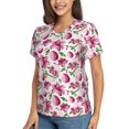 thumbnail image 2 of Wukai Lilies Flowers Classic V-Neck T-Shirt for Women: Comfortable, Stylish, and Versatile Wardrobe Essential-Small, 2 of 7