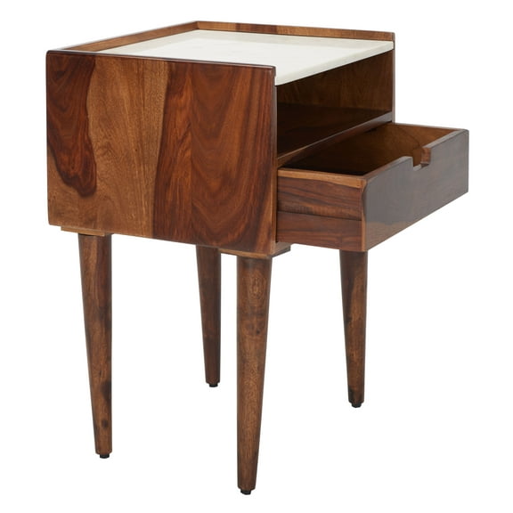 SAFAVIEH Marion 1-Drawer Nightstand Walnut / White