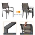 thumbnail image 3 of ACEGOSES 7-Piece Modern Outdoor Dining Furniture Set, Rust and Weather Proof Steel and Textilene Chairs, HIPS Tabletop for Garden, Porch and Patio, Gray, 3 of 6
