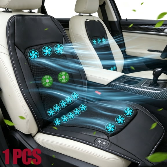 Cooling Car Seat Cover, Ventilated 12V/24V Cooling Cushion with 16 Turbo Fans & Wireless Control, 3-Speed Universal Seat Pad for Car SUV Truck