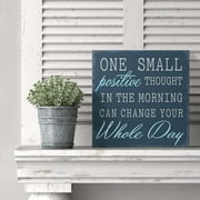 Barnyard Designs One Small Positive Thought Wooden Box Sign Motivational Desk Decor, Primitive Decor Office Desk Decorations for Women Office Bathroom Shelf Decor, Inspirational Desk Decor, 8x8
