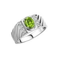 thumbnail image 4 of Rylos Sterling Silver Classic 8X6MM Oval Peridot & Sparkling Diamond Ring - Birthstone Jewelry for Men -Size 11, 4 of 8