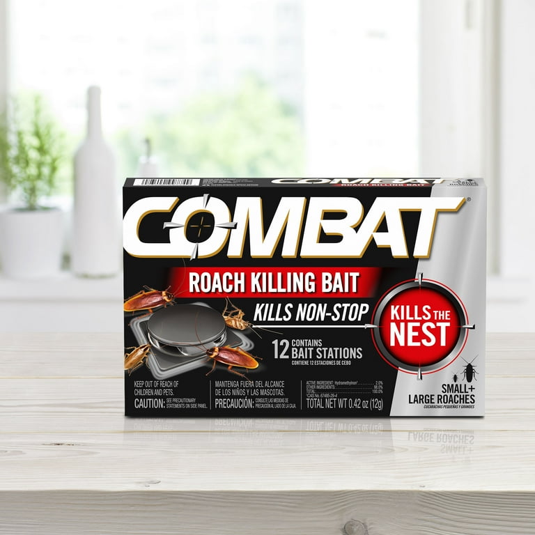 Combat Max 12 Month Roach Killing Bait, Small Roach Bait Station,  Child-Resistant, 18 Count