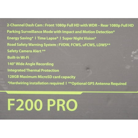 THINKWARE - F200 PRO Front and Rear Dash cam with GPS Accessory - Black