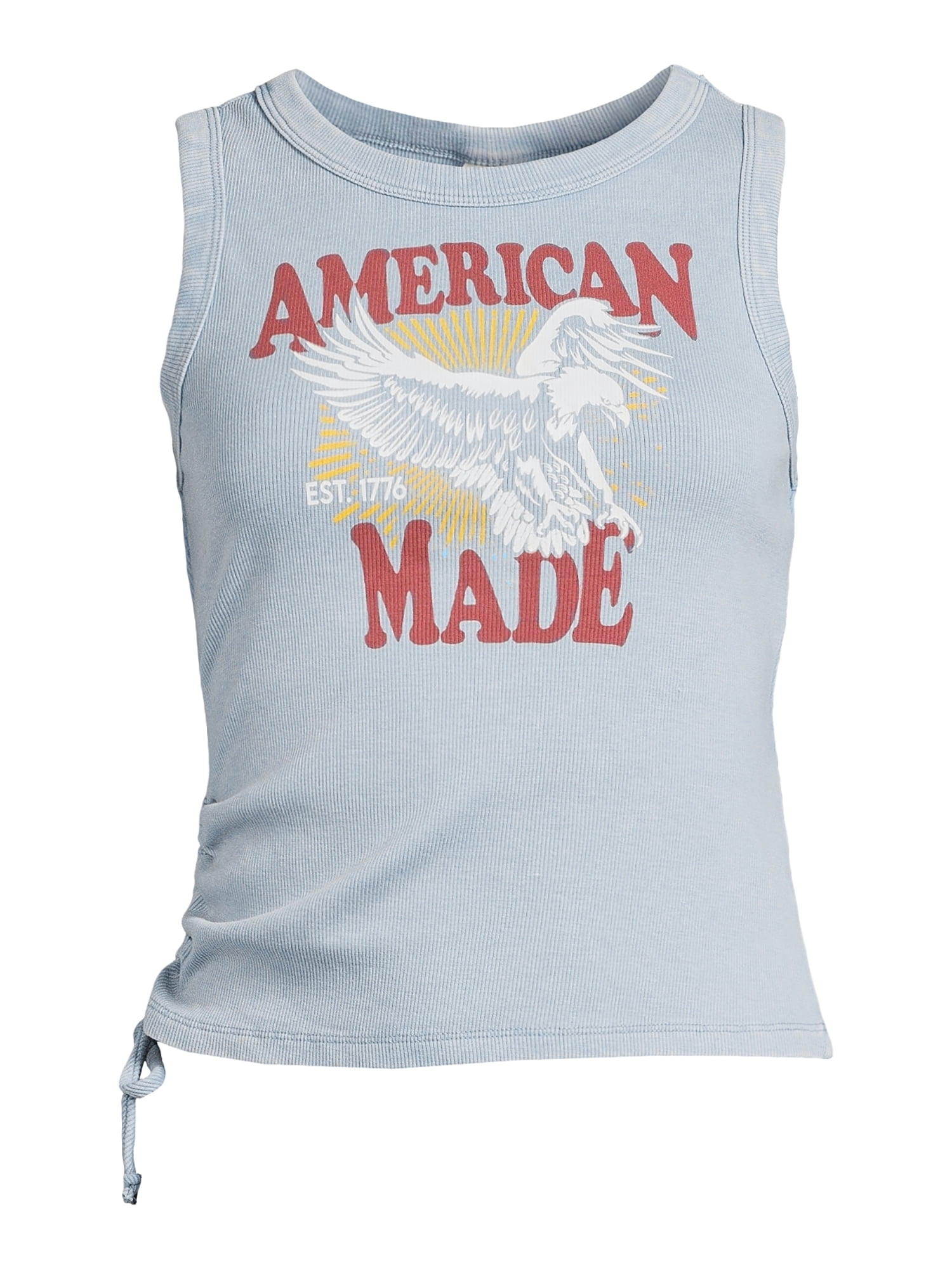 Self Esteem Juniors Graphic Tank Top with Ruched Sides