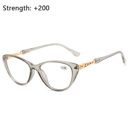 +1.0~-4.0 Fashion Computer Goggles Vision Care Men Women HD Gradient Presbyopic Eyeglasses Cat Eye Reading Glasses Hyperopia Glasses Diopter +1.0~+4.0 GREY STRENGTH 2.00