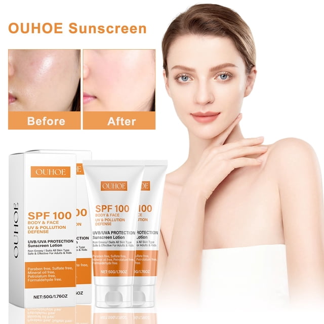 Loción Protectora Solar, Protector Solar Sin Aceite, Loción Protectora Solar Facial, Loción Protectora Solar Hidratante Para Rostro Y Cuerpo, Refrescante Y No Grasa, 50ML