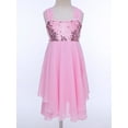 thumbnail image 4 of TiaoBug Kids Girls' Sequined Ballet Dance Gymnstics Leotard Irregular Chiffon Dress Lyrical Modern Performance Dancewear, 4 of 9