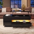 thumbnail image 2 of Noble House 37.4" Height-Adjustable Coffee Table with LED Light,Black, 2 of 8