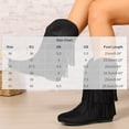 thumbnail image 3 of Mid Calf Boots for Women Suede Fringe Short Booties Round Toe Low Heel Casual Fall Winter Daily Shoes Black 6.5, 3 of 8