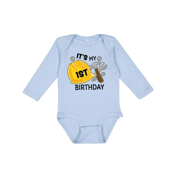 Inktastic Its My 1st Birthday with Construction Tools Boys Long Sleeve Baby Bodysuit