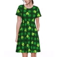 thumbnail image 1 of Balery Happy St. Patrick's Day5 Vestidos sueltos de manga corta para mujer, vestidos de verano 2025, vestidos casuales de corte A con vuelo., 1 of 6