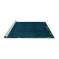 thumbnail image 2 of Ahgly Company Machine Washable Indoor Square Abstract Turquoise Blue Modern Area Rugs, 4' Square, 2 of 4