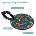 thumbnail image 4 of 2Pcs Leather Round Dinosaur Cruise Luggage Tag with Privacy Cover and Name ID Tag - Suitable for Travel Handbags Backpacks School Bags Luggage Tags, 4 of 7