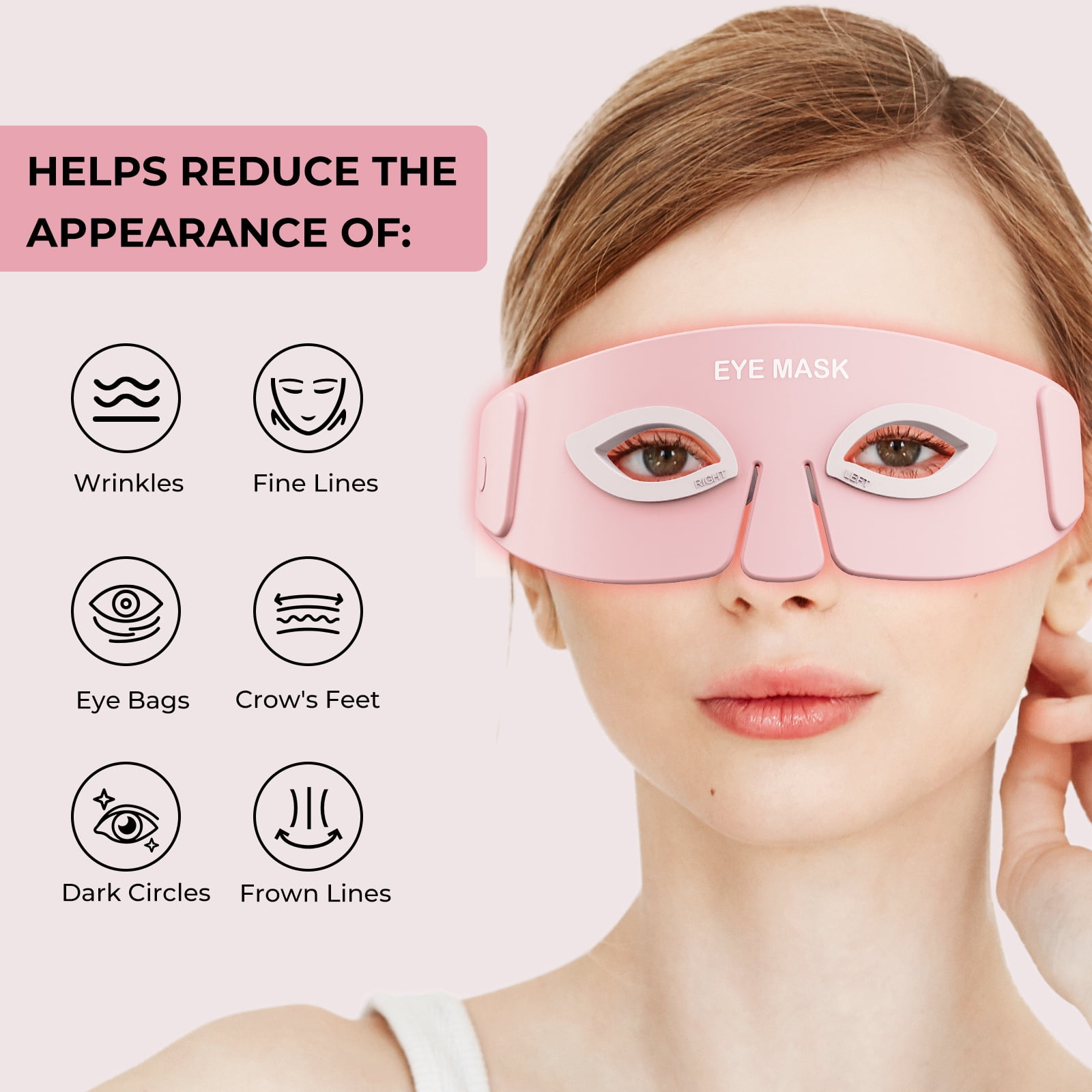 Red Light Therapy Eye Mask, Eye Massager for Dark Circles, Tired Eyes, Eye Wrinkles & Eye Bags, Soft Silicone for Anti-Aging
