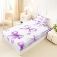 thumbnail image 4 of Manfei Lavender Watercolor Bow Twin Sheet Sets For Girls,Coquette Ribbon Bowknot Bedding For Kids,3pcs, 4 of 6