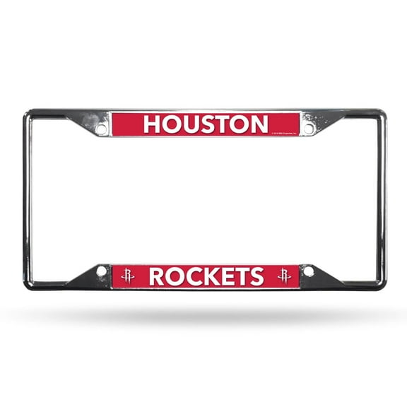 Houston Basketball Rockets Lightweight Chrome Metal License Plate Frame