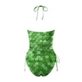 thumbnail image 4 of Women Swimsuits Fish Scale Printed Lace Up Removable Bra Padded Separate Green Women Bathing Suits M, 4 of 5