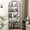Black iron frame + Gray wood board, variant on Trilenars 5 Tier Arched Bookshelf for Living Room,Black iron frame + Black wooden board