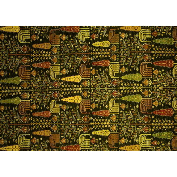 Ahgly Company Indoor Rectangle Abstract Yellow Modern Area Rugs, 4' x 6'