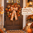 thumbnail image 6 of Halloween Pumpkin Wreath Bow, Faux Ribbon Ornament, Thanksgiving Fall Door Decor, Large Velvet Bow for Wreath & Tree, Rustic Harvest Decoration Accent​, B, 6 of 7