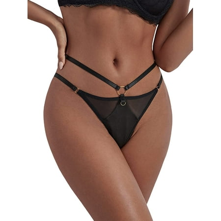 

ZWQIANFENGXI Women s Sexy Cut Out Mesh Thongs Underwear Panties