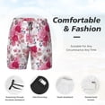 thumbnail image 3 of Gaeub Peonies And Roses Print Mens Swim Trunks with Compression Liner,Board Shorts Quick Dry,Beach Swimwear with Pockets-Small, 3 of 6