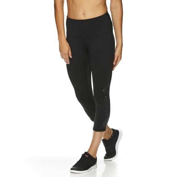 Reebok Womens Highrise Capri Compression Athletic Pants