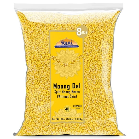 Rani Moong Dal (Split Mung Beans Without Skin) Lentils Indian 128oz (8lbs) 3.63kg Bulk ~ All Natural | Gluten Friendly | Non-GMO | Kosher | Vegan | Indian Origin