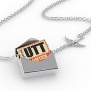 Locket Necklace Airportcode UTT Umtata in a silver Envelope Neonblond