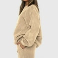 thumbnail image 5 of Elainilye Fashion Track Suits for Women Set Solid Round-Neck Pullover Top Pants 2 Piece Sport Set Hoodless Sweatsuit Set,Beige, 5 of 9
