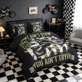 thumbnail image 2 of Meiyoeat Vintage Dirt Bike Pattern Twin Bedding 7-Piece for Men, American Flag Print Bedding Comforter Set, Camo Black Beige,Black Reversible, 2 of 6