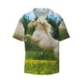 thumbnail image 5 of Daiia Horse Rearing Up In The Field Men's Linen Shirts Short Sleeve Casual Shirts Button Down Shirt for Men Beach Summer Wedding Shirt-X-Large, 5 of 6