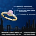 thumbnail image 2 of Gem Stone King 18K Yellow Gold Plated Silver Simulated Pink Opal and Lab Grown Diamond Engagement Ring for Women | 1.35 Cttw | Oval Cabochon 8X6MM | Gemstone October Birthstone | Size 5, 2 of 6