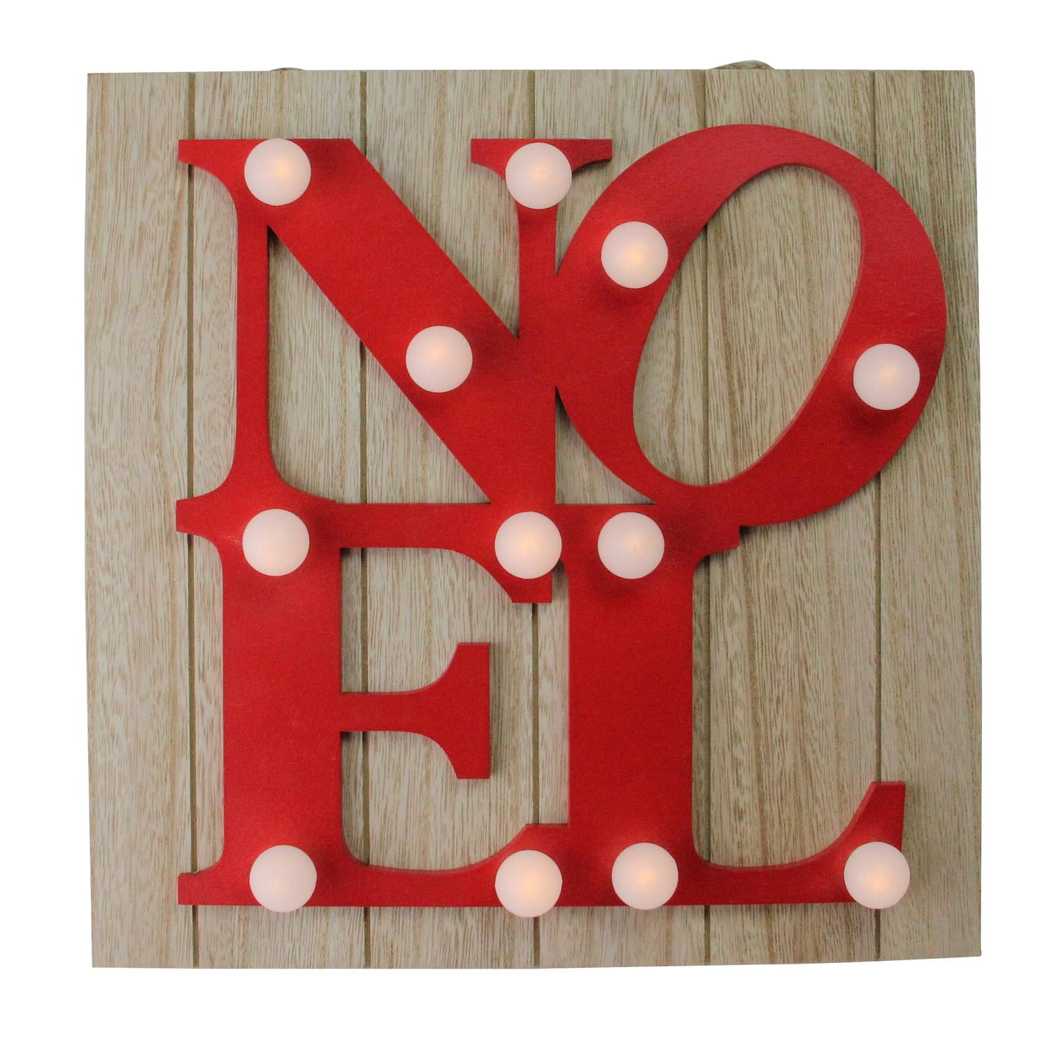 10 Candy Apple Red Letter Noel Decorative Battery Operated Wall Decor