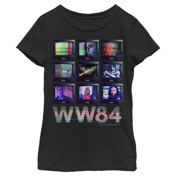 Girl's Wonder Woman 1984 TV Stack Graphic Tee Black X Large