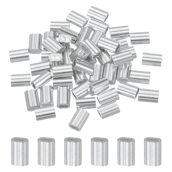 50Pcs 1/16" Aluminum Crimping Loop Sleeve for Wire Rope and Cable, Double Holes