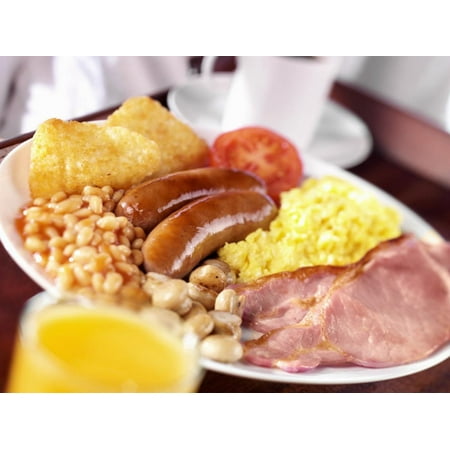 English Breakfast: Bacon, Scrambled Egg, Sausages, Beans Etc. Print Wall