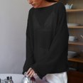 thumbnail image 5 of Crochet Top, Yigetop Women's Mesh Long Sleeve Tops Boat Neck See Through Sweater Crochet Knit Tops Sheer Tops for Women Black S, 5 of 5