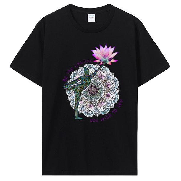 Camiseta con estampado gráfico de Mandala hermoso de arcoíris para mujer y hombre camiseta informal de algodón de manga corta ropa de calle Harajuku