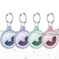 Blibly 4 Pack Airtag Keychains Waterproof Air Tag Holder Dustproof Apple Air Tag Case for Dog Cat Bags Kids Luggage 4 Colors