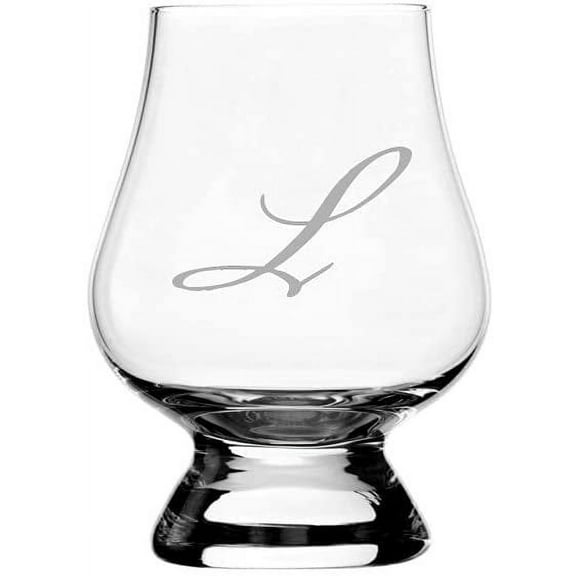 L Bix Script Monogram Etched 2.5oz Glencairn Wee Whisky Glass