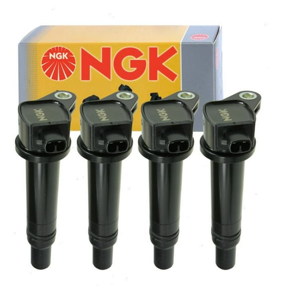 4 pc NGK Ignition Coil compatible with Kia Rio 1.6L L4 2006-2011 (Full Shop Pack)