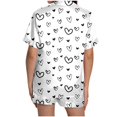 thumbnail image 4 of KKBOTIVE Women's Valentines Pajamas Set 2 Piece Heart Embroidery Short Sleeve Button Up Sleepwear Womens Comfort Everyday Loungewear ( 6-White Size: M ), 4 of 6