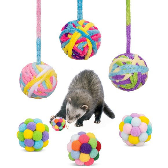 Bolas de lana Haichen Tec de Ferret Toys con cascabel (paquete de 6)