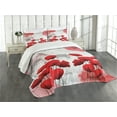 thumbnail image 3 of Ambesonne Poppy Flower Quilted Bedspread Set 3 Pcs, Blossoming Rural Field, King Size, Red Grey Coconut, 3 of 5